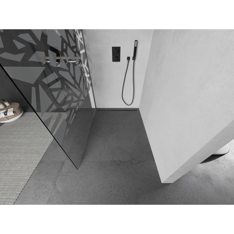 Mexen Kioto Duschwand Walk-in 80 x 200 cm, weißes Muster 8 mm, Gun Metal - 800-080-101-95-85