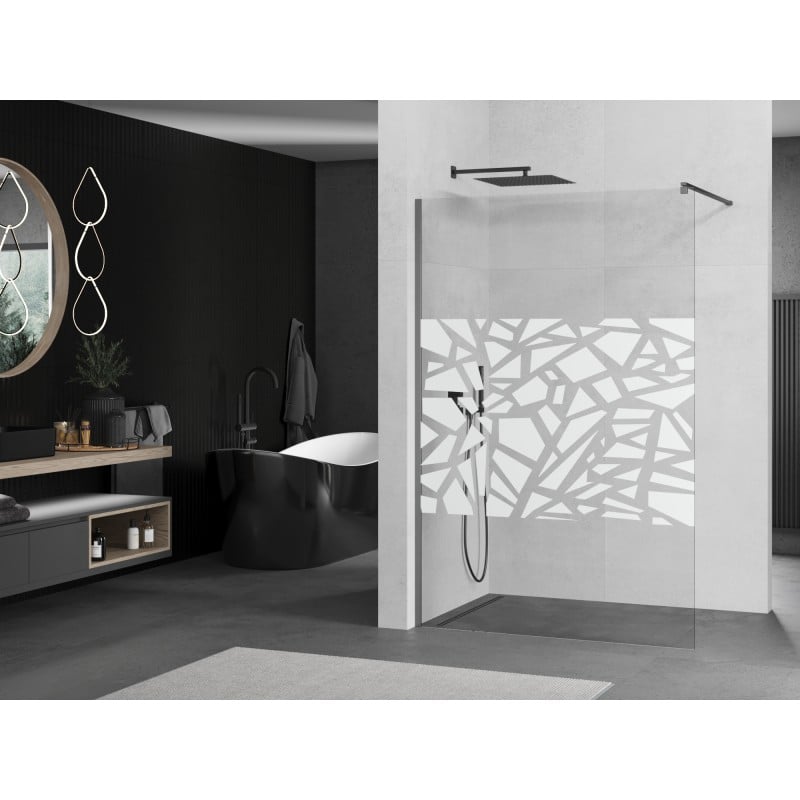 Mexen Kioto Duschwand Walk-in 80 x 200 cm, weißes Muster 8 mm, Gun Metal - 800-080-101-95-85