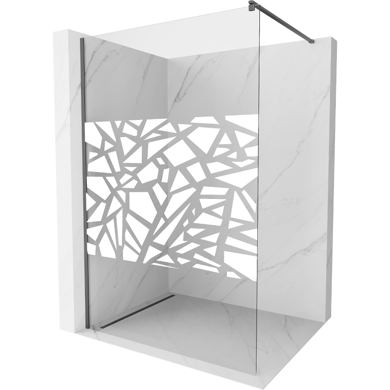 Mexen Kioto Duschwand Walk-in 80 x 200 cm, weißes Muster 8 mm, Gun Metal - 800-080-101-95-85