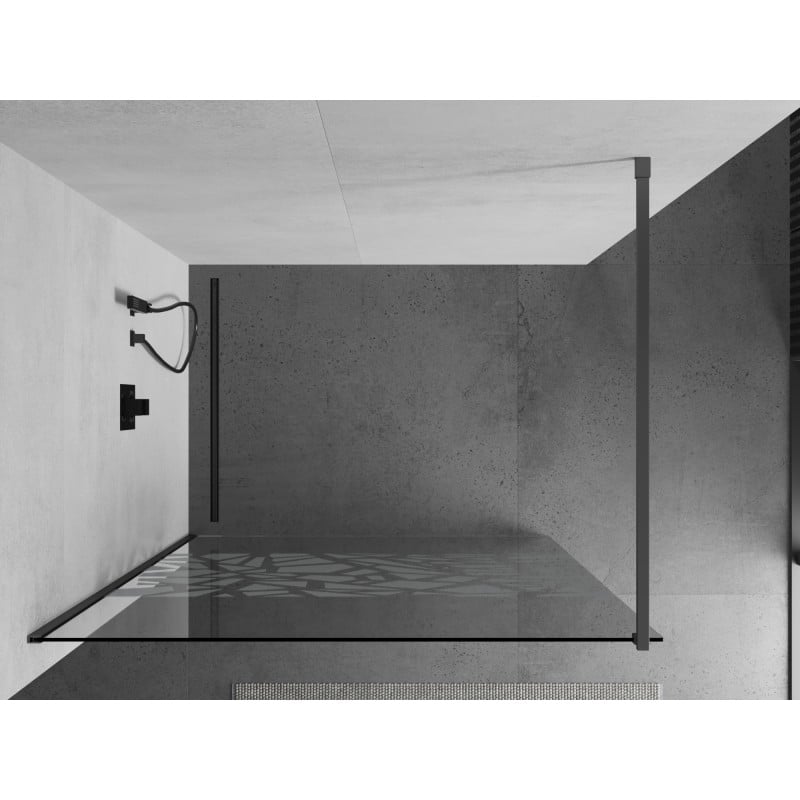 Mexen Kioto Duschwand Walk-in 110 x 200 cm, weißes Muster 8 mm, Gunmetal - 800-110-101-95-85