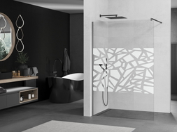Mexen Kioto Duschwand Walk-in 120 x 200 cm, weißes Muster 8 mm, Gun Metal - 800-120-101-95-85