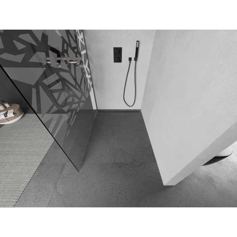 Mexen Kioto Duschwand Walk-in 130 x 200 cm, weißes Muster 8 mm, Gunmetal - 800-130-101-95-85