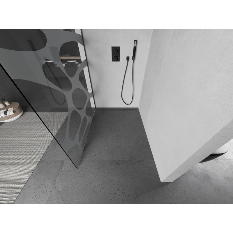 Mexen Kioto Duschwand Walk-in 80 x 200 cm, weiße Welle 8 mm, Gun Metal - 800-080-101-95-97
