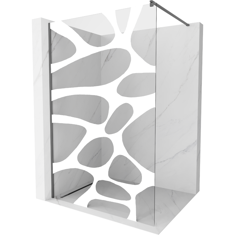Mexen Kioto Duschwand Walk-in 90 x 200 cm, weiße Welle 8 mm, Gun Metal - 800-090-101-95-97