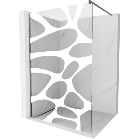 Mexen Kioto Duschwand Walk-in 90 x 200 cm, weiße Welle 8 mm, Gun Metal - 800-090-101-95-97