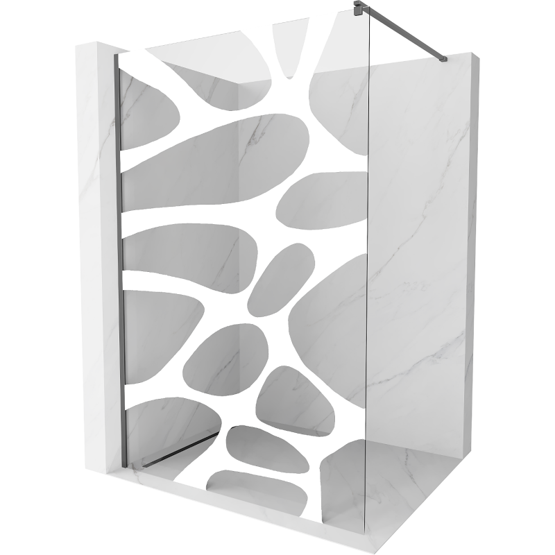 Mexen Kioto Duschwand Walk-in 100 x 200 cm, weiße Welle 8 mm, Gun Metal - 800-100-101-95-97