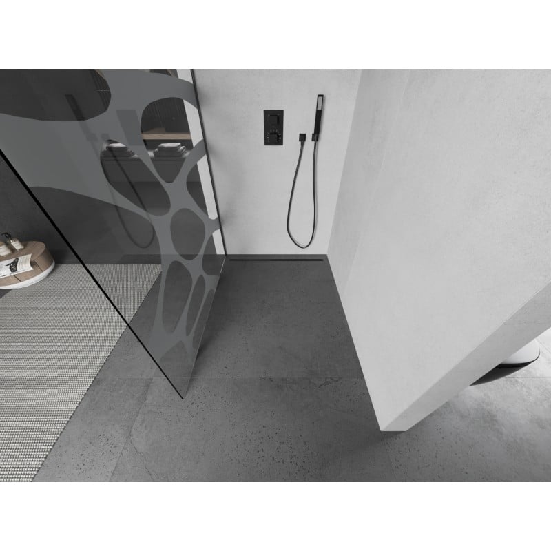 Mexen Kioto Duschwand Walk-in 110 x 200 cm, weiße Welle 8 mm, Gun Metal - 800-110-101-95-97
