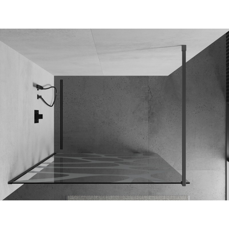 Mexen Kioto Duschwand Walk-in 140 x 200 cm, weiße Welle 8 mm, Gun Metal - 800-140-101-95-97