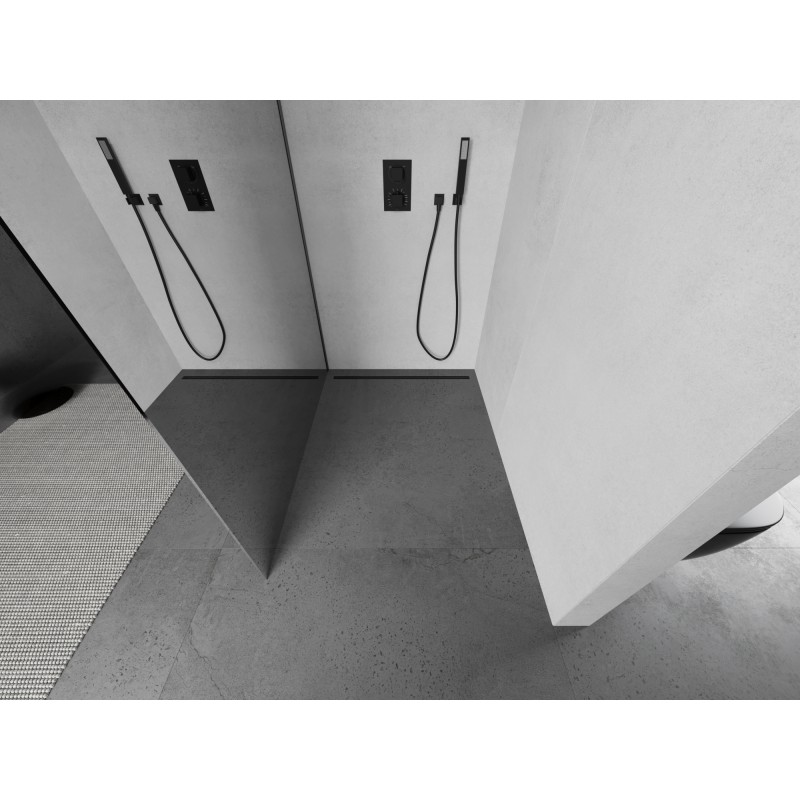 Mexen Kioto Duschwand Walk-in 140 x 200 cm, Spiegel 8 mm, Gun Metal - 800-140-101-95-50