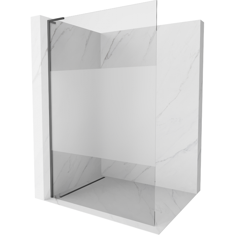 Mexen Kioto L Duschwand Walk-in 100 x 200 cm, transparent/schneeflocke, gun metal - 800-100-103-95-35