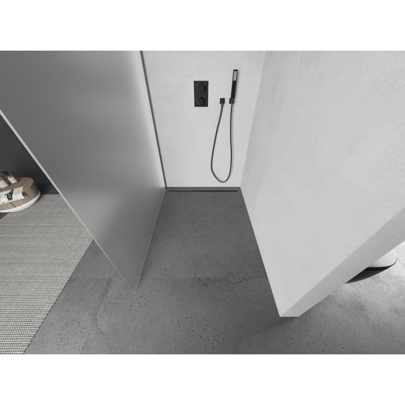 Mexen Kioto Duschwand Walk-in 80 x 200 cm, Frostglas 8 mm, gebürstetes Gun Gray - 800-080-101-66-30