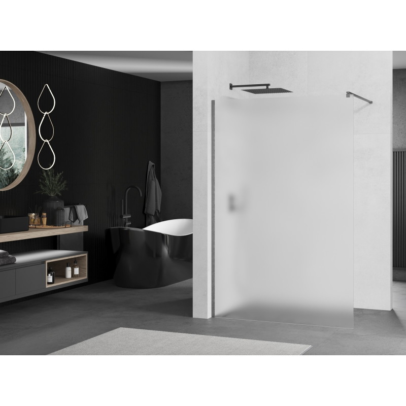 Mexen Kioto Duschwand Walk-in 120 x 200 cm, mattiert 8 mm, gun gray gebürstet - 800-120-101-66-30