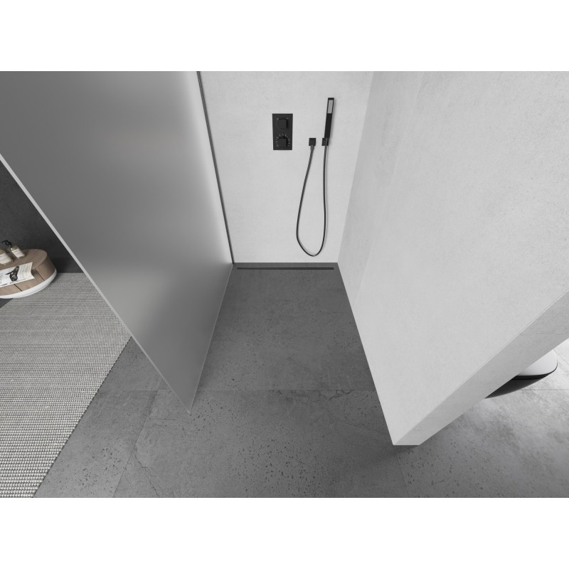 Mexen Kioto Duschwand Walk-in 120 x 200 cm, mattiert 8 mm, gun gray gebürstet - 800-120-101-66-30