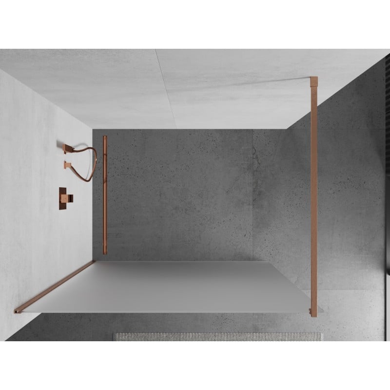 Mexen Kioto Duschwand Walk-in 100 x 200 cm, Frost 8 mm, gebürstetes Kupfer - 800-100-101-65-30