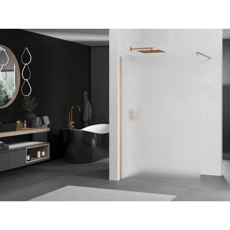Mexen Kioto Duschwand Walk-in 120 x 200 cm, Frost 8 mm, gebürstetes Kupfer - 800-120-101-65-30