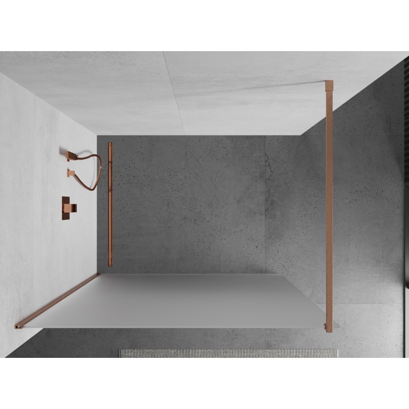 Mexen Kioto Duschwand Walk-in 130 x 200 cm, mattiert 8 mm, gebürstetes Kupfer - 800-130-101-65-30