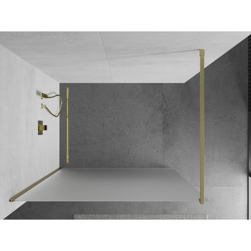 Mexen Kioto Duschwand Walk-in 80 x 200 cm, Mattglas 8 mm, gebürstetes Gold - 800-080-101-55-30