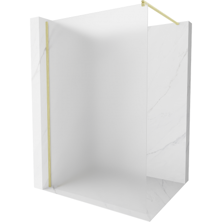 Mexen Kioto Duschwand Walk-in 140 x 200 cm, mattiert 8 mm, gebürstetes Gold - 800-140-101-55-30