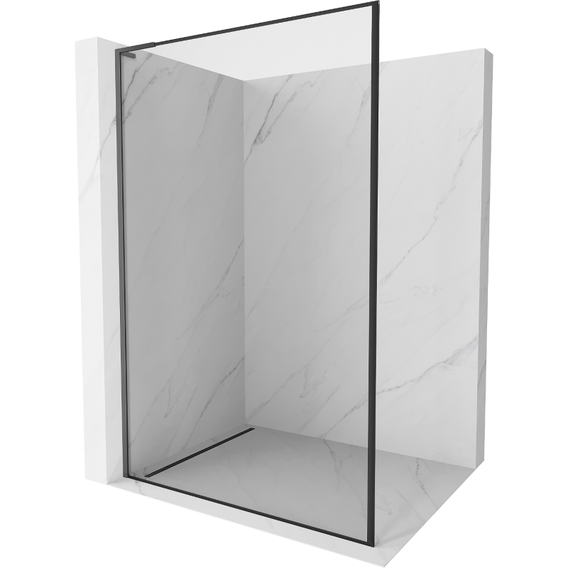 Mexen Kioto L Duschwand Walk-in 100 x 200 cm, schwarzer Rahmen, Gun-Metal - 800-100-103-95-70