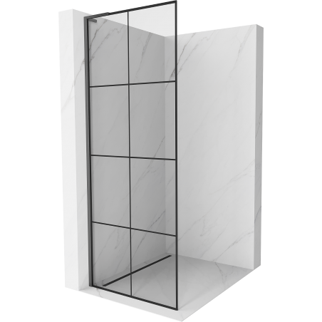Mexen Kioto L Duschwand Walk-in 80 x 200 cm, schwarzes Gitter, Gun Metal - 800-080-103-95-77