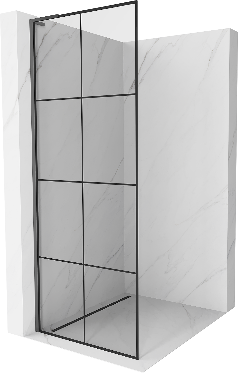 Mexen Kioto L Duschwand Walk-in 80 x 200 cm, schwarzes Muster, gun metal - 800-080-103-95-77