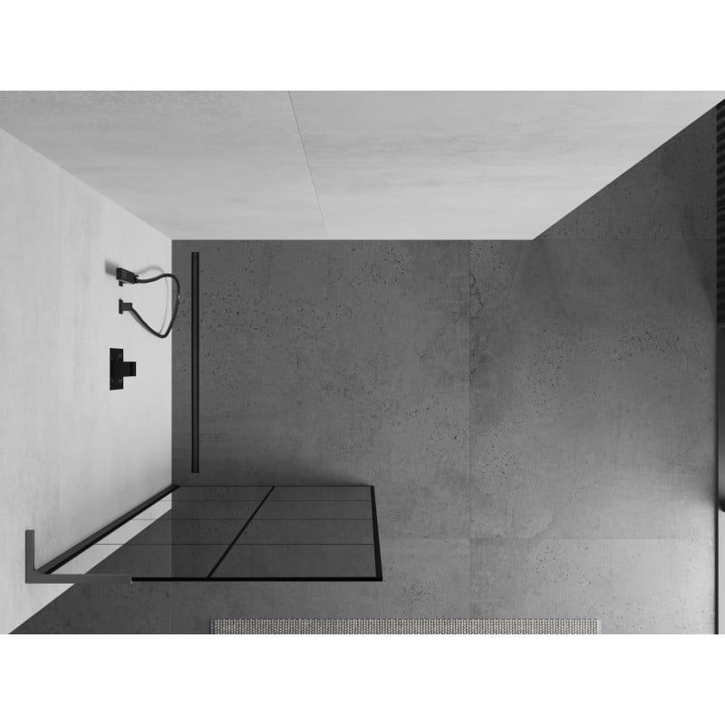 Mexen Kioto L Duschwand Walk-in 90 x 200 cm, schwarzes Gitter, Gun Metal - 800-090-103-95-77