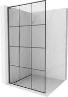 Mexen Kioto L Duschwand Walk-in 100 x 200 cm, schwarzes Gitter, Gun Metal - 800-100-103-95-77
