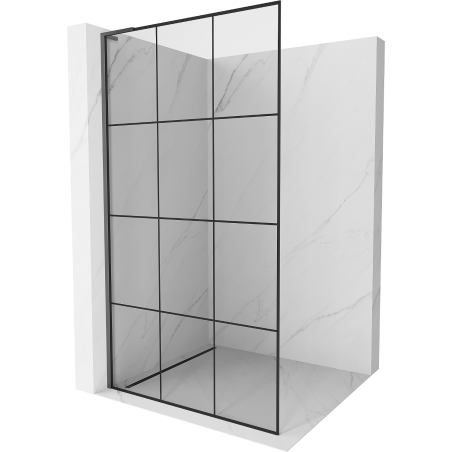 Mexen Kioto L Duschwand Walk-in 110 x 200 cm, schwarzes Gitter, Gun Metal - 800-110-103-95-77