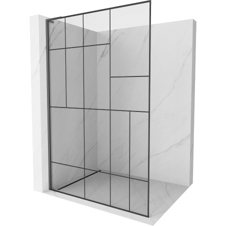 Mexen Kioto L Duschwand Walk-in 110 x 200 cm, schwarzes Muster, Gun Metal - 800-110-103-95-78