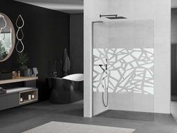 Mexen Kioto L Duschwand Walk-in 80 x 200 cm, weißes Muster, Gun Metal - 800-080-103-95-85