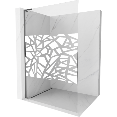Mexen Kioto L Duschwand Walk-in 80 x 200 cm, weißes Muster, Gun Metal - 800-080-103-95-85