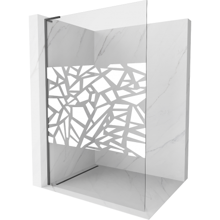 Mexen Kioto L Duschwand Walk-in 90 x 200 cm, weißes Muster, Gun Metal - 800-090-103-95-85