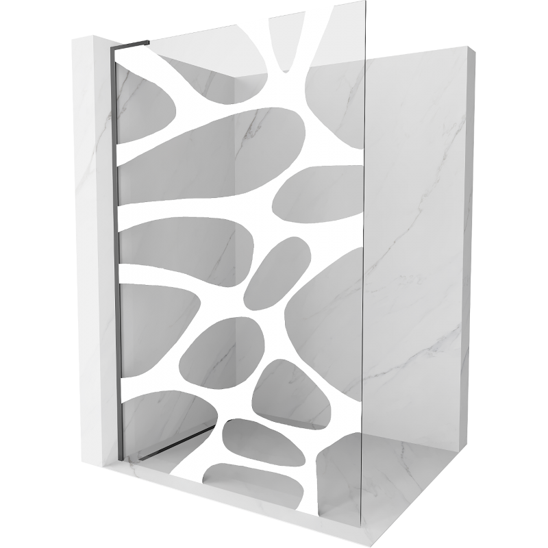 Mexen Kioto L Duschwand Walk-in 70 x 200 cm, weiße Welle, Gun Metal - 800-070-103-95-97