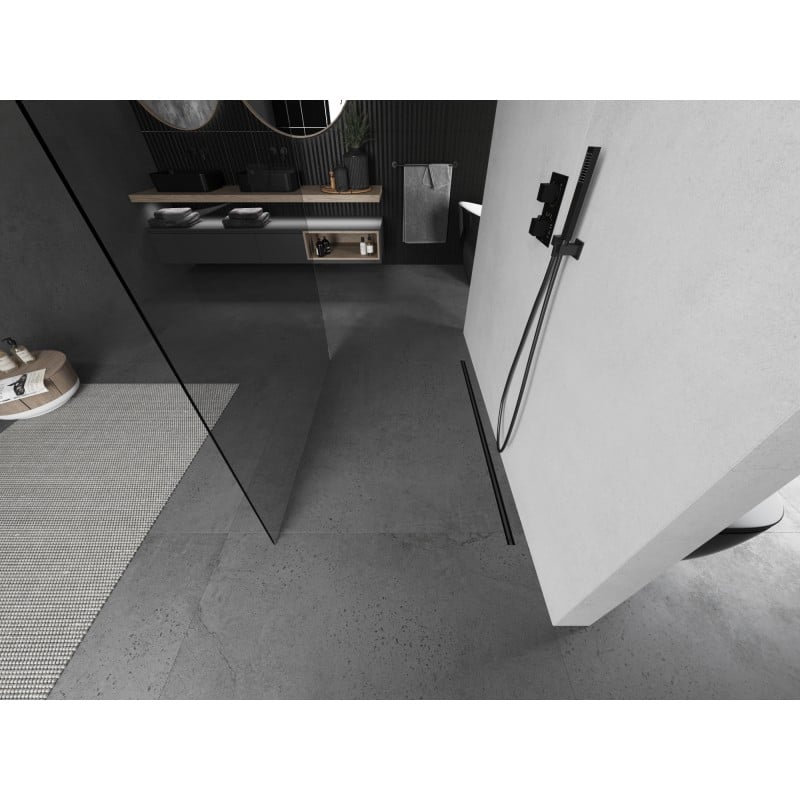 Mexen Kioto freistehende Duschwand 105 x 200 cm, transparent 8 mm, Gunmetal - 800-105-002-95-00