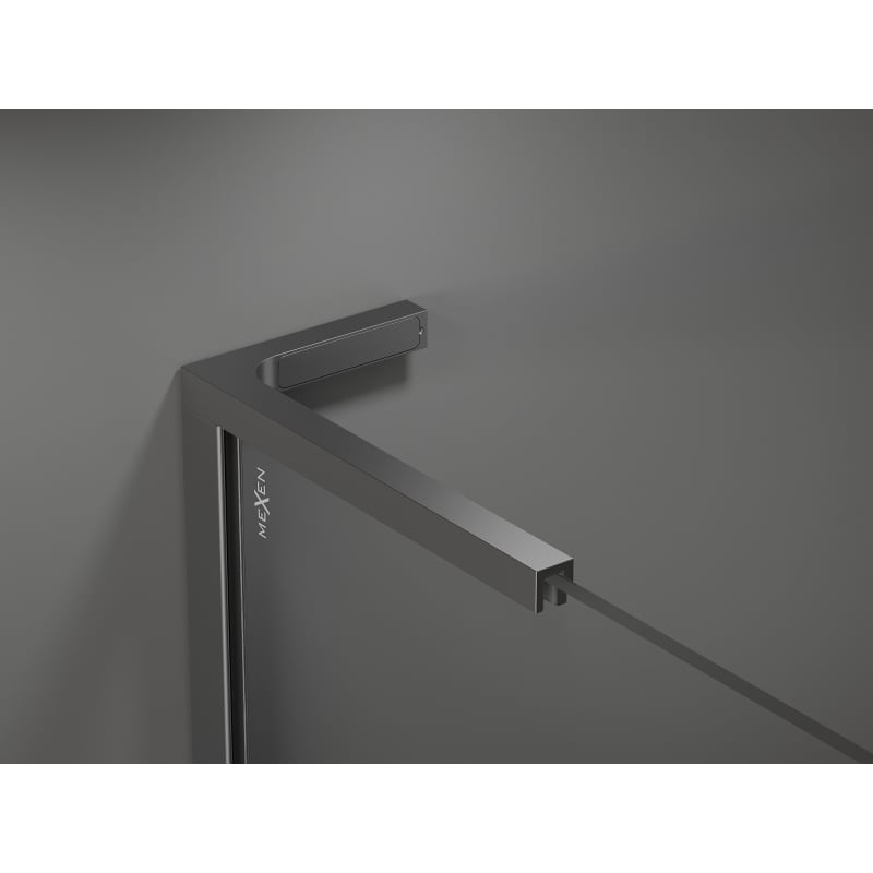 Mexen Kioto L Duschwand Walk-in 110 x 200 cm, schwarzer Rahmen, Gun Metal - 800-110-103-95-70