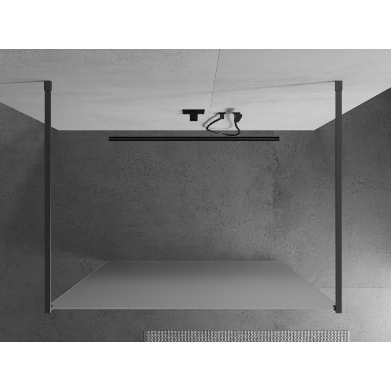 Mexen Kioto freistehende Duschwand 100 x 200 cm, Milchglas 8 mm, Gun Metal - 800-100-002-95-30