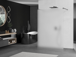Mexen Kioto freistehende Duschwand 140 x 200 cm, Frost 8 mm, Gun Metal - 800-140-002-95-30