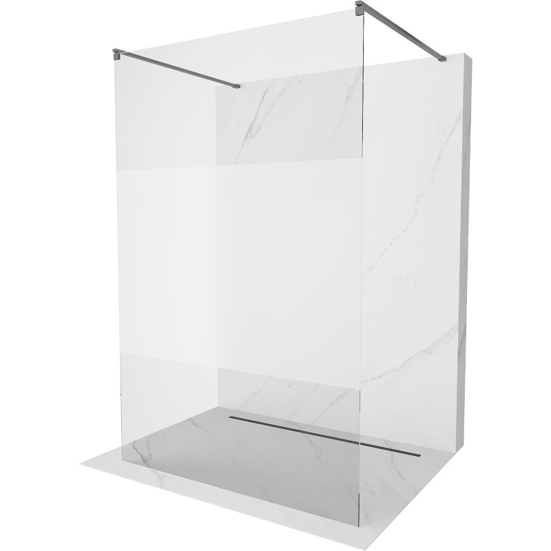 Mexen Kioto Freistehende Duschwand 110 x 200 cm, transparent/mattiert 8 mm, gun metal - 800-110-002-95-35