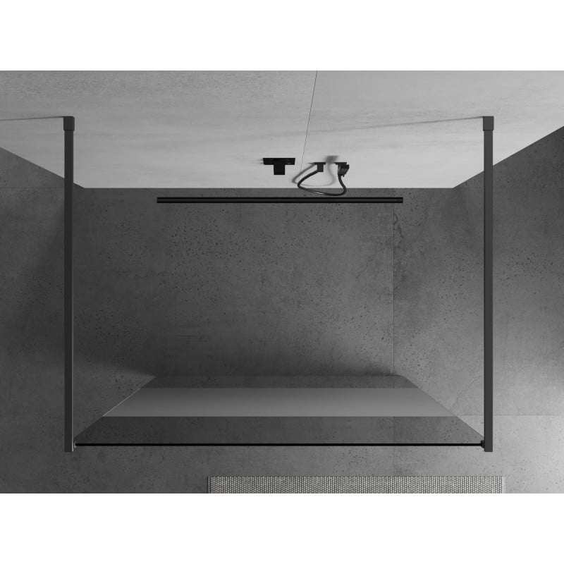 Mexen Kioto freistehende Duschwand 140 x 200 cm, transparent/Mattglas 8 mm, Gun Metal - 800-140-002-95-35