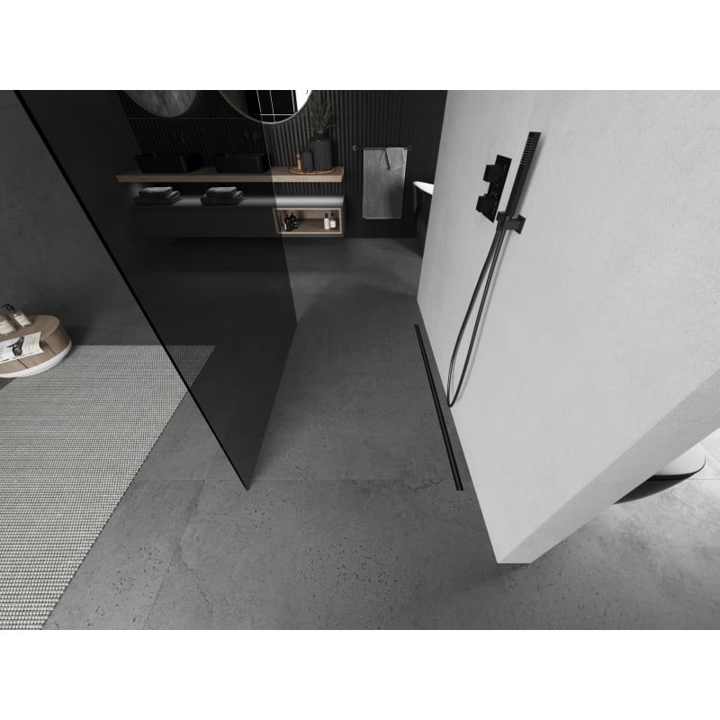 Mexen Kioto freistehende Duschwand 130 x 200 cm, Graphit 8 mm, Gun Metal - 800-130-002-95-40