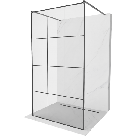 Mexen Kioto Freistehende Duschwand 110 x 200 cm, schwarzes Gitter 8 mm, Gun Metal - 800-110-002-95-77