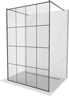 Mexen Kioto Freistehende Duschwand 130 x 200 cm, schwarzes Gitter 8 mm, Gun Metal - 800-130-002-95-77