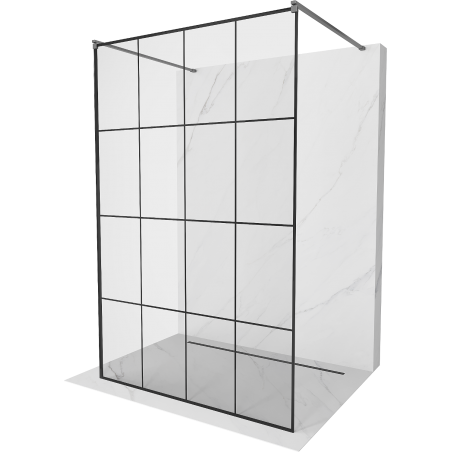 Mexen Kioto Freistehende Duschwand 140 x 200 cm, schwarzes Gitter 8 mm, Gun Metal - 800-140-002-95-77
