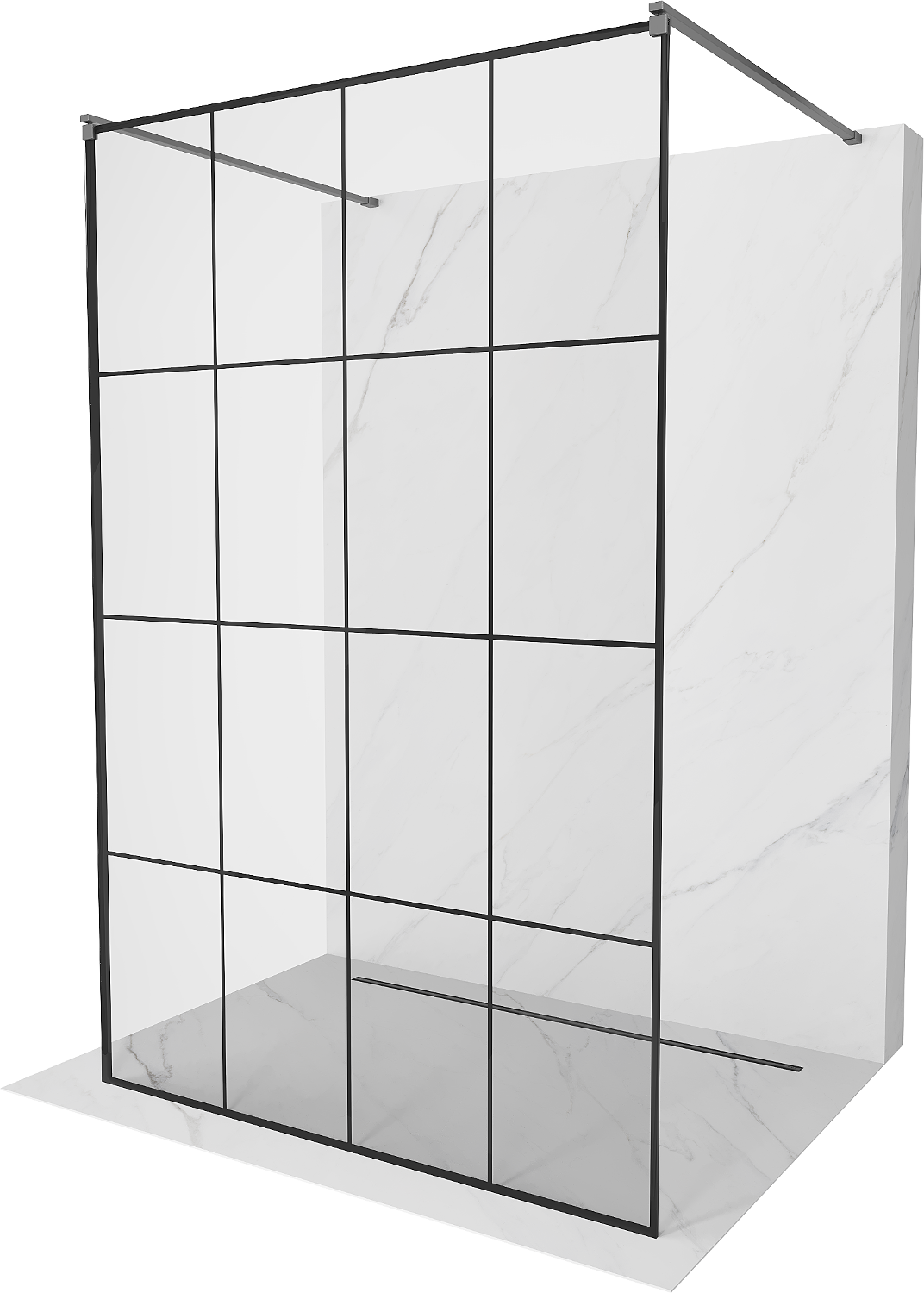 Mexen Kioto freestanding Duschwand 140 x 200 cm, schwarzes Muster 8 mm, Gun Metal - 800-140-002-95-77