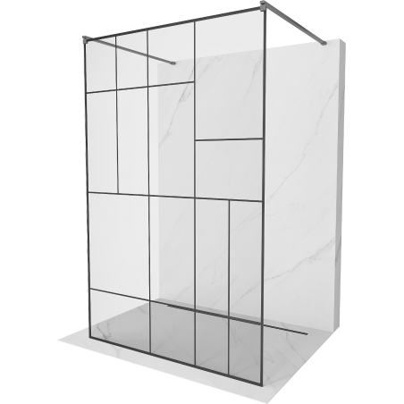 Mexen Kioto freistehende Duschwand 110 x 200 cm, schwarzes Muster 8 mm, Gun Metal - 800-110-002-95-78