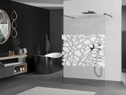Mexen Kioto freistehende Duschwand 100 x 200 cm, weißes Muster 8 mm, Gunmetal - 800-100-002-95-85