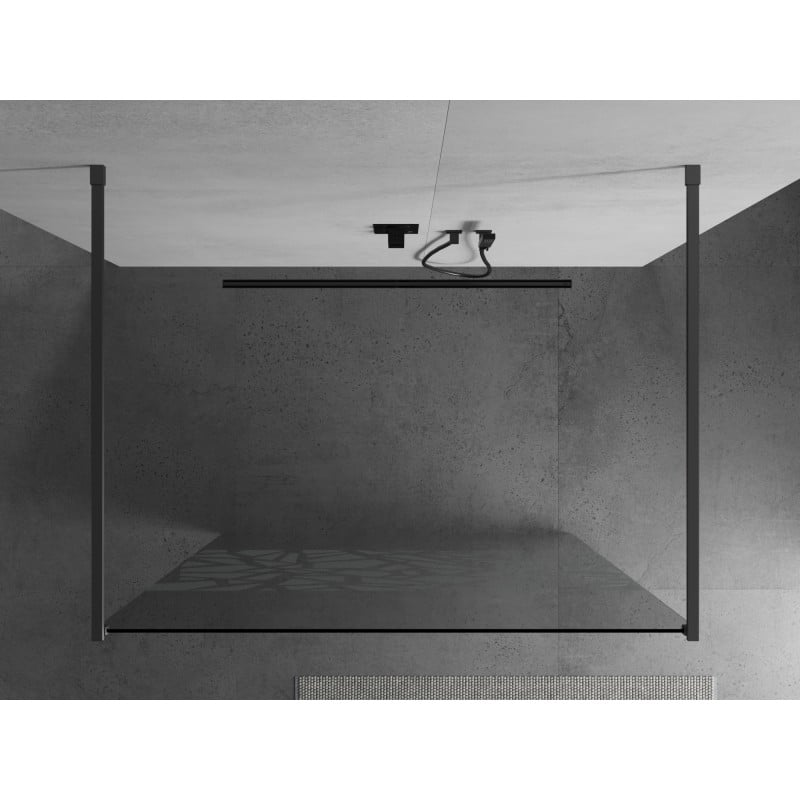 Mexen Kioto freistehende Duschwand 100 x 200 cm, weißes Muster 8 mm, Gunmetal - 800-100-002-95-85
