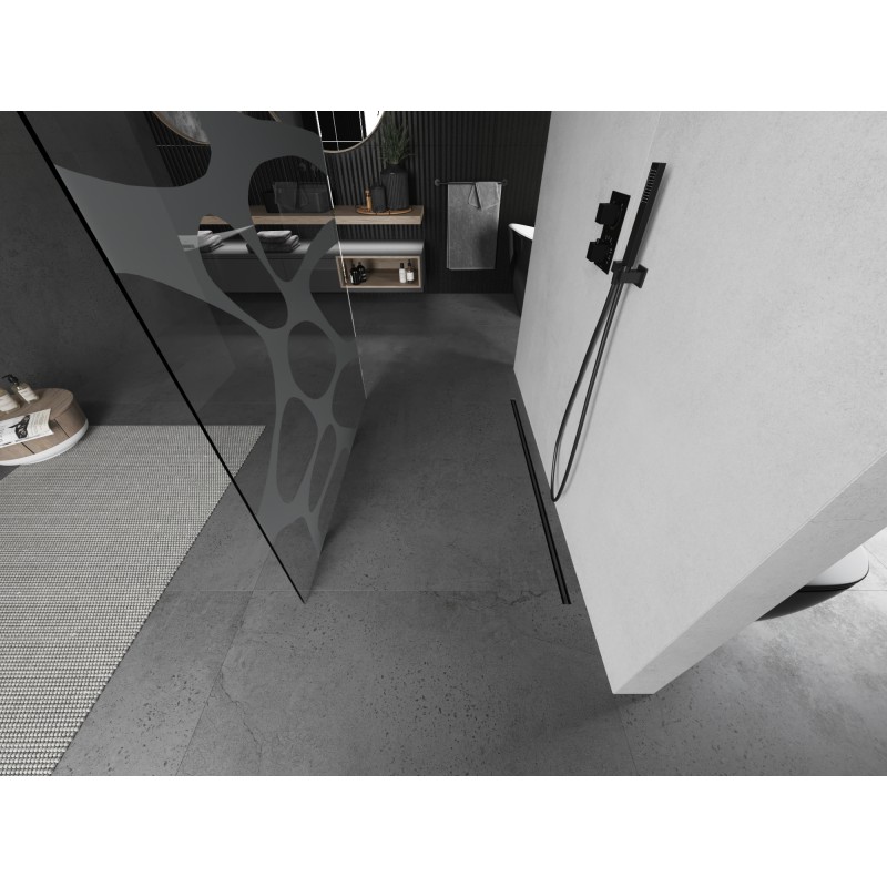 Mexen Kioto freistehende Duschwand 100 x 200 cm, weiße Welle 8 mm, Gunmetal - 800-100-002-95-97