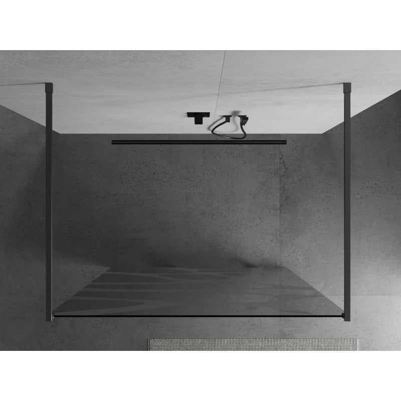 Mexen Kioto Freistehende Duschwand 110 x 200 cm, weiße Welle 8 mm, Gun-Metal - 800-110-002-95-97