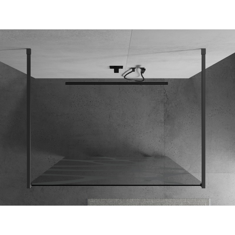 Mexen Kioto freistehende Duschwand 120 x 200 cm, weiße Welle 8 mm, Gun Metal - 800-120-002-95-97